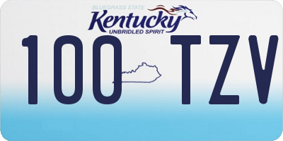 KY license plate 100TZV
