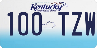 KY license plate 100TZW