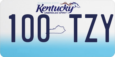 KY license plate 100TZY