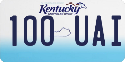 KY license plate 100UAI