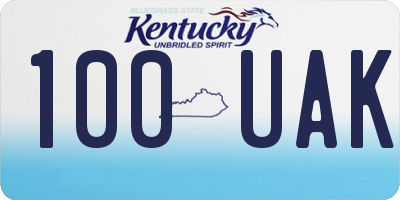 KY license plate 100UAK