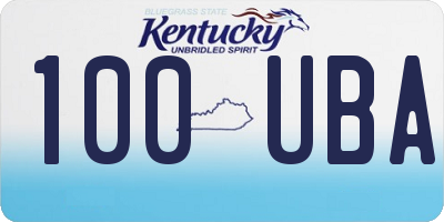 KY license plate 100UBA