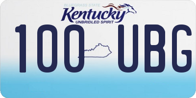 KY license plate 100UBG