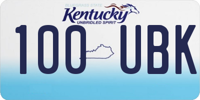 KY license plate 100UBK