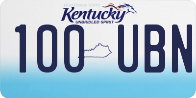 KY license plate 100UBN