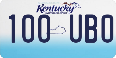 KY license plate 100UBO