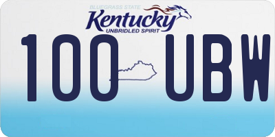 KY license plate 100UBW