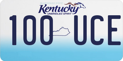KY license plate 100UCE