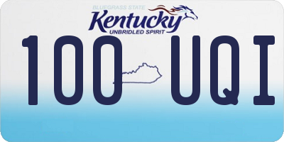 KY license plate 100UQI