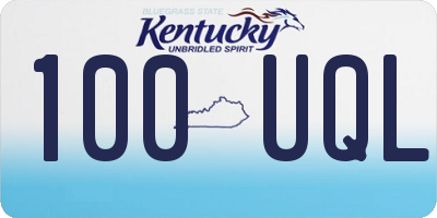KY license plate 100UQL