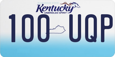 KY license plate 100UQP