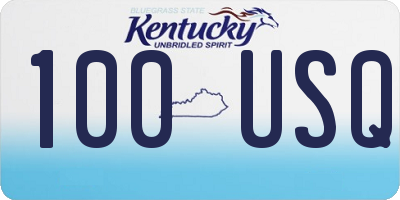 KY license plate 100USQ