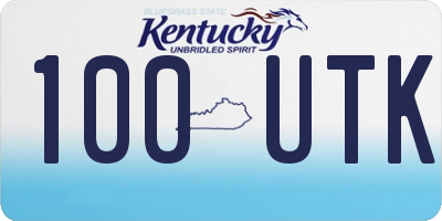 KY license plate 100UTK