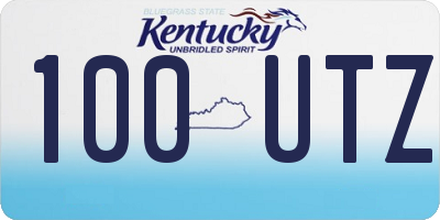 KY license plate 100UTZ