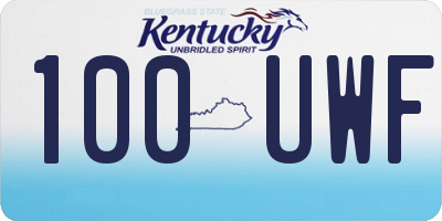 KY license plate 100UWF
