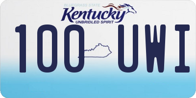 KY license plate 100UWI