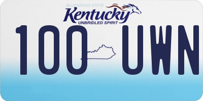 KY license plate 100UWN
