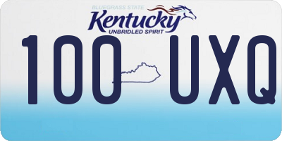 KY license plate 100UXQ