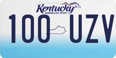 KY license plate 100UZV