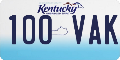 KY license plate 100VAK