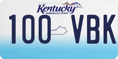 KY license plate 100VBK