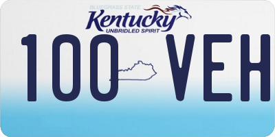KY license plate 100VEH