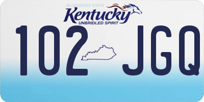 KY license plate 102JGQ