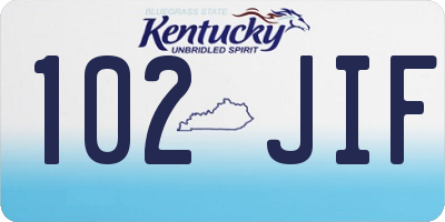 KY license plate 102JIF