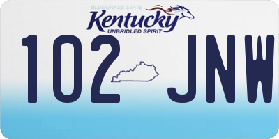 KY license plate 102JNW