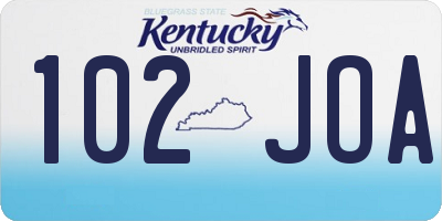 KY license plate 102JOA