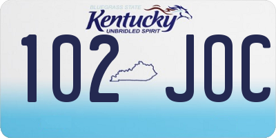 KY license plate 102JOC