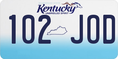 KY license plate 102JOD