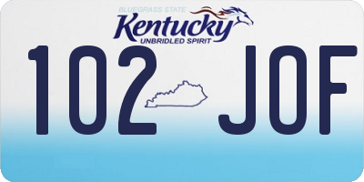 KY license plate 102JOF
