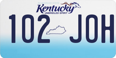 KY license plate 102JOH