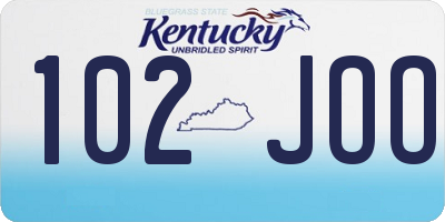 KY license plate 102JOO