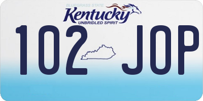 KY license plate 102JOP