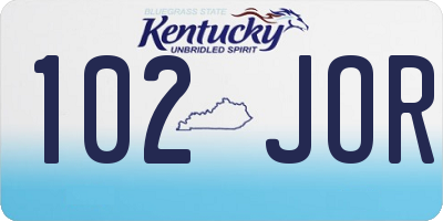 KY license plate 102JOR
