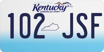 KY license plate 102JSF