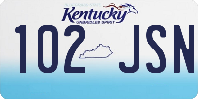 KY license plate 102JSN