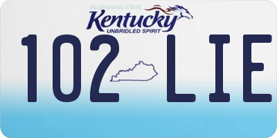KY license plate 102LIE