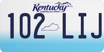 KY license plate 102LIJ