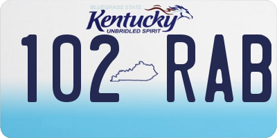 KY license plate 102RAB