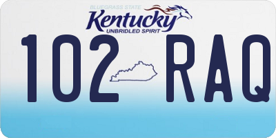 KY license plate 102RAQ