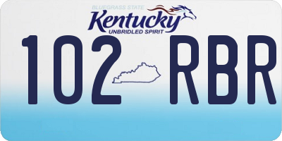 KY license plate 102RBR