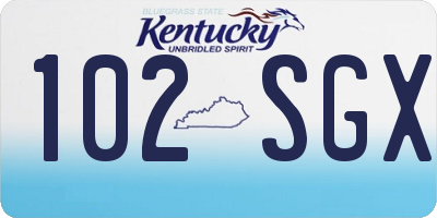 KY license plate 102SGX