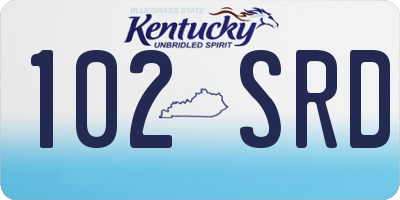 KY license plate 102SRD
