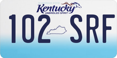 KY license plate 102SRF