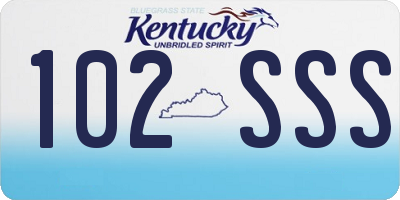 KY license plate 102SSS