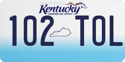 KY license plate 102TOL