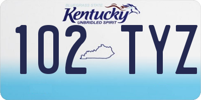 KY license plate 102TYZ